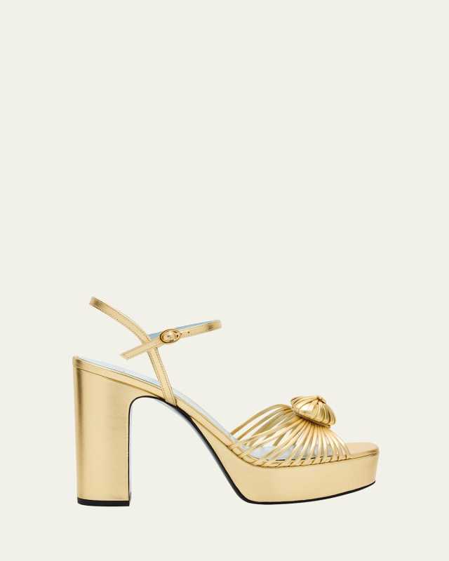 Royal Metallic Nappa Leather Heart Platform Sandals